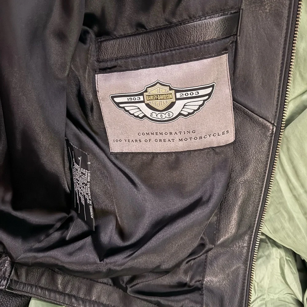Harley-Davidson 100th Anniversary Edition Black Leather Jacket with Logo - Picture 6 of 6